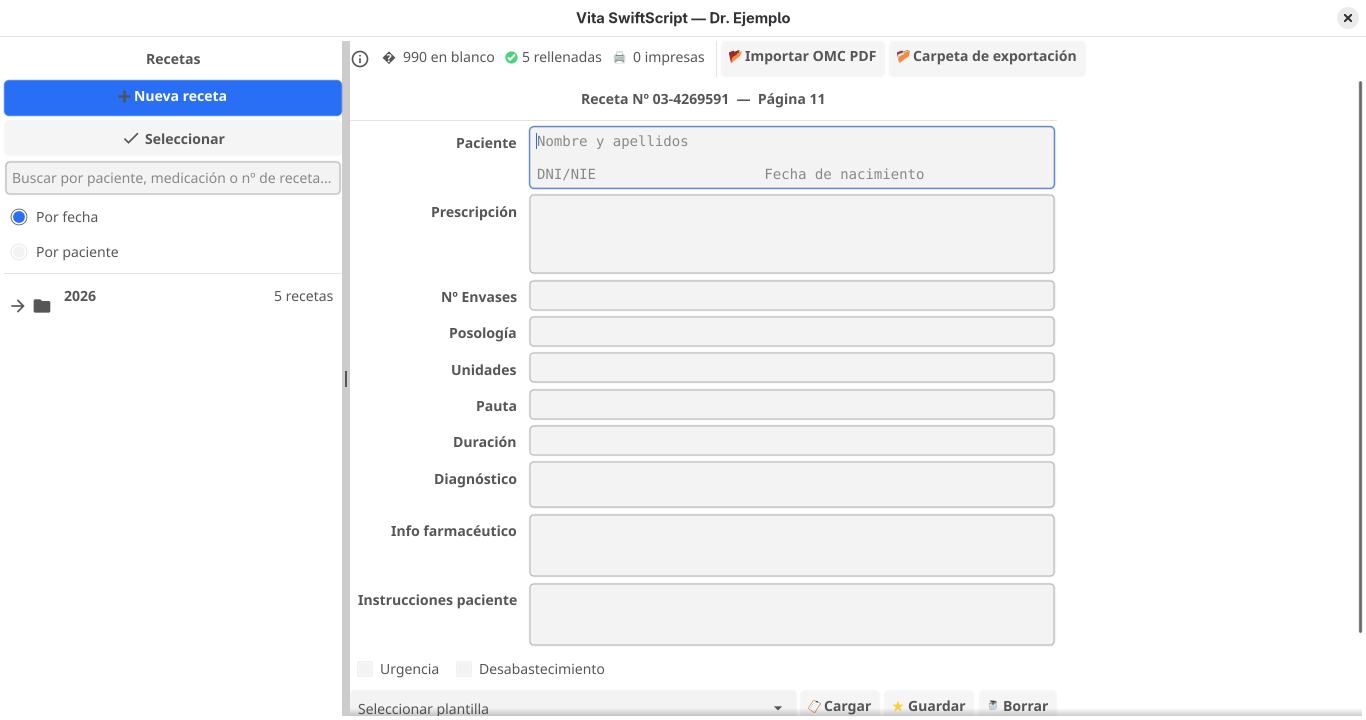 Captura de SwiftScript generando una receta